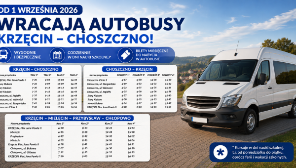 Od 1 września wracają autobusy na trasie Krzęcin–Choszczno. To ważna informacja dla uczniów